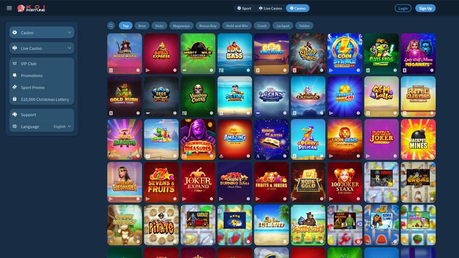 Games page screenshot of KoiFortune Casino