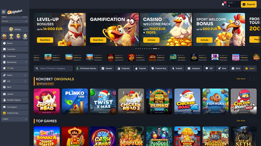 Koko.bet Casino Desktop Homepage