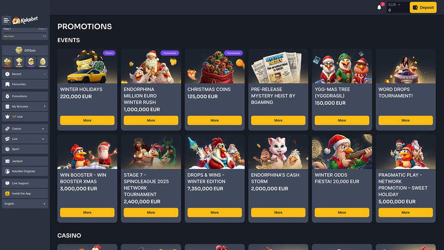 Koko.bet Casino Desktop Promotions