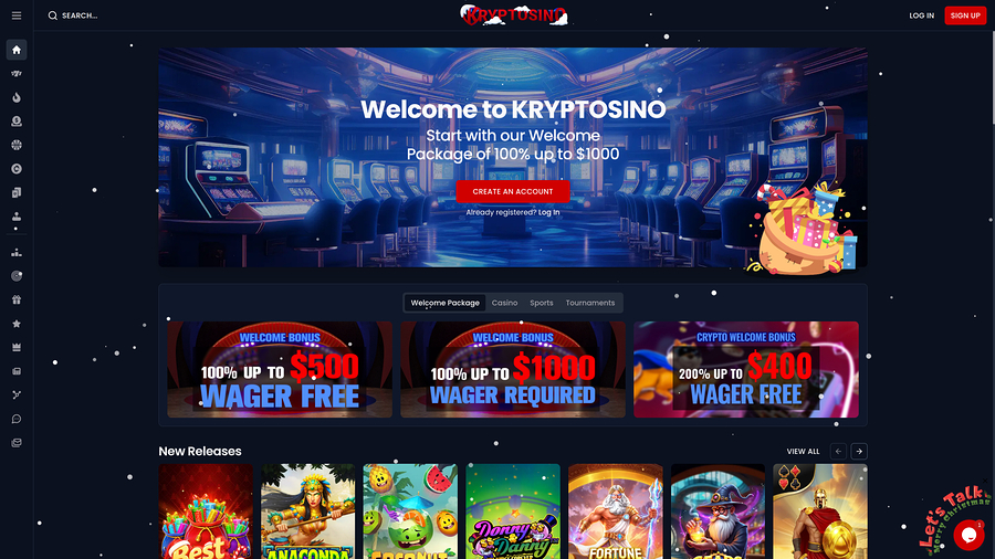 Kryptosino Casino Desktop Homepage