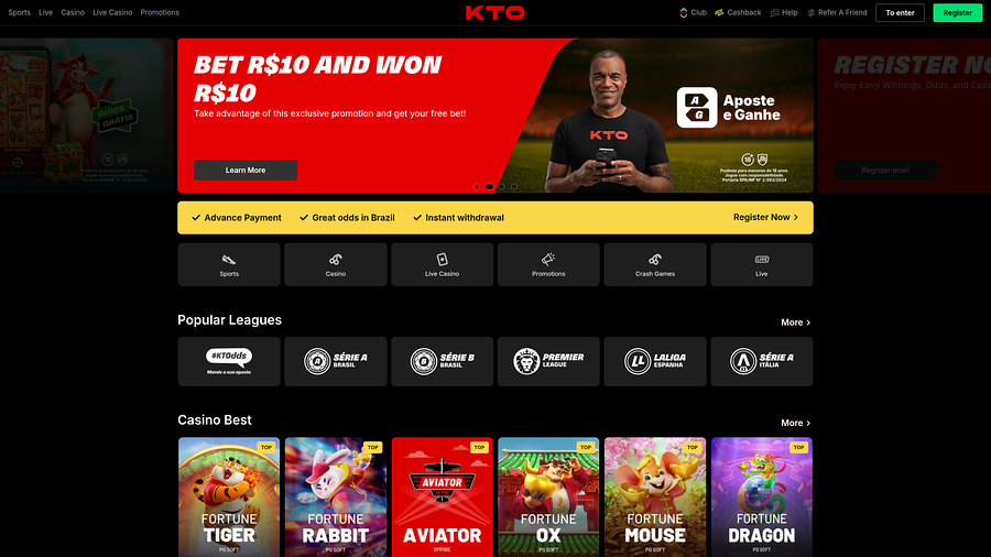 Kto Casino Desktop Homepage