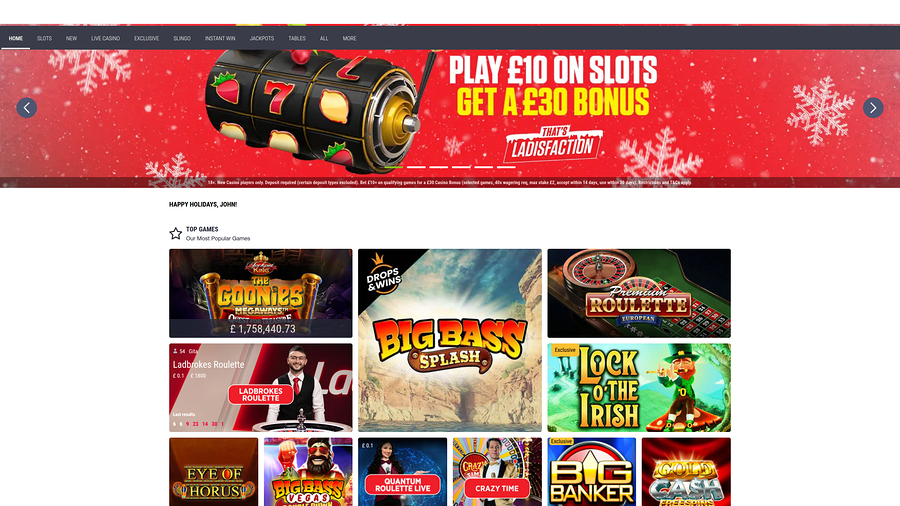 Ladbrokes Casino Desktop Homepage