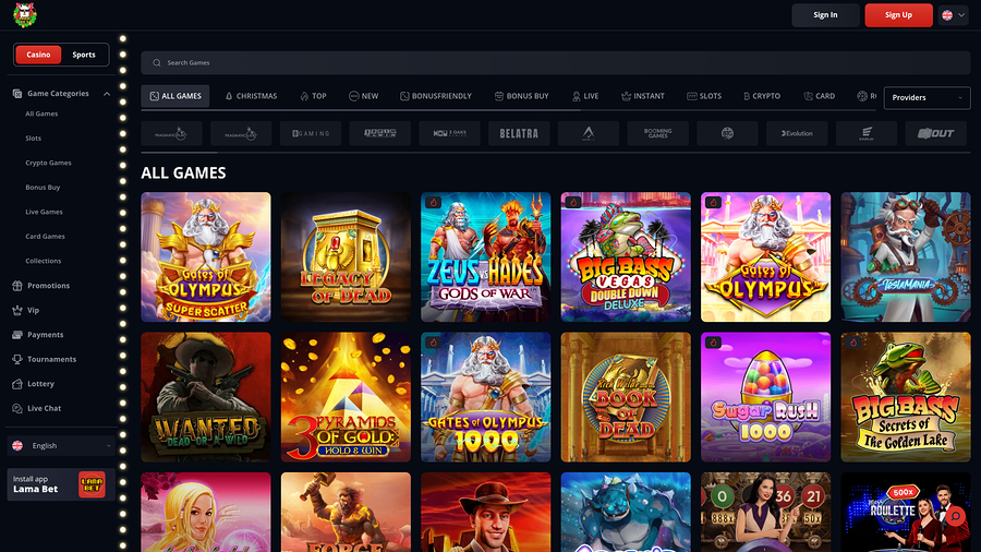 Lamabet Casino Desktop Games