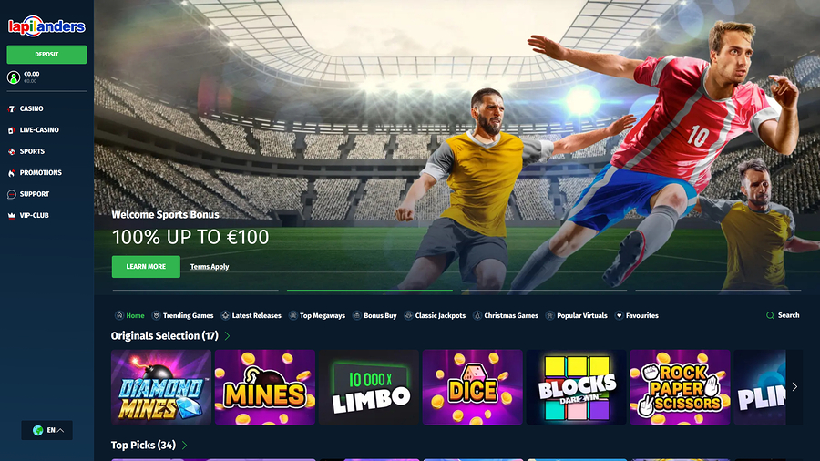 Lapilanders Casino Desktop Homepage