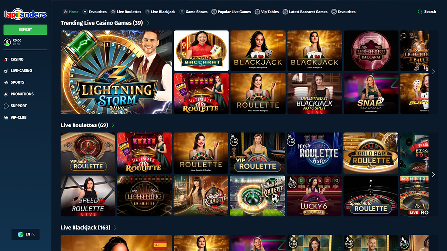 Lapilanders Casino Desktop Live Dealer