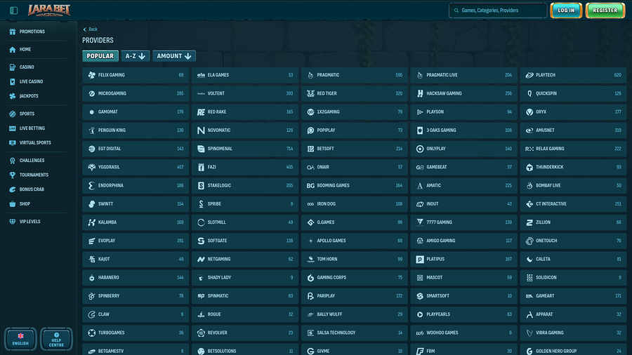 Larabet Casino Desktop Game Developers