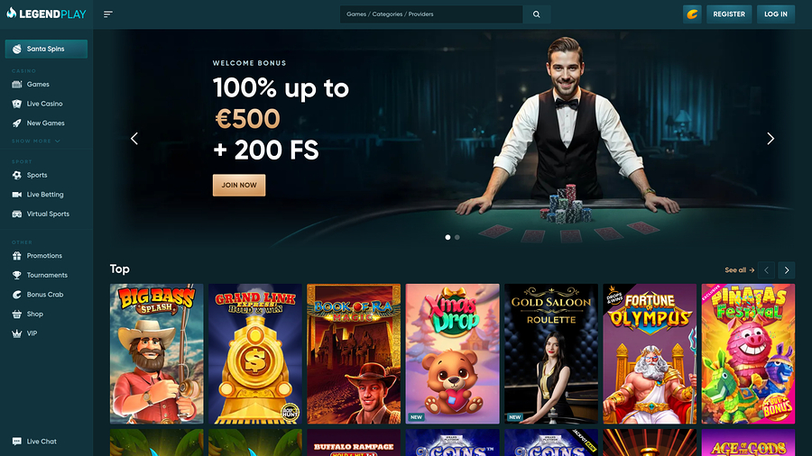 Legend Play Casino Desktop Homepage