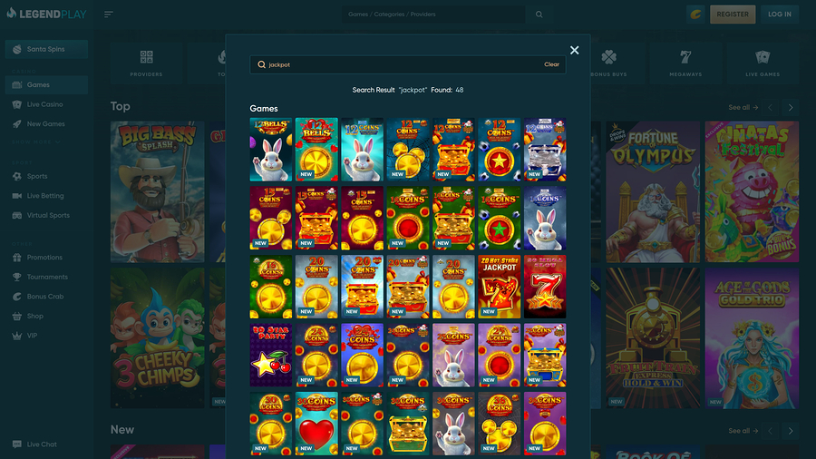 Legend Play Casino Desktop Jackpot