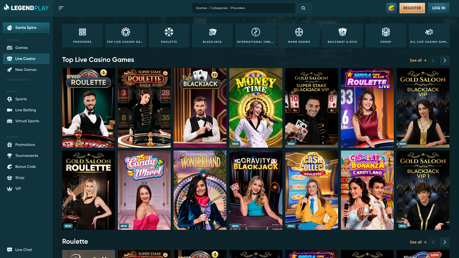 Legend Play Casino Desktop Live Dealer