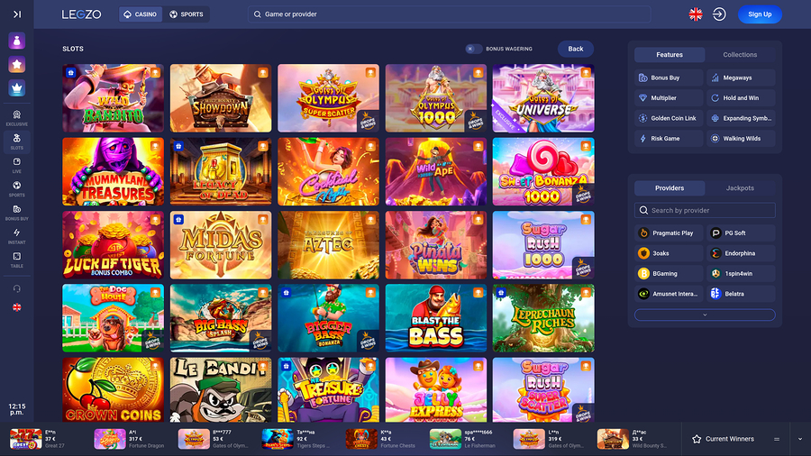 Juegos de escritorio de Legzo Casino
