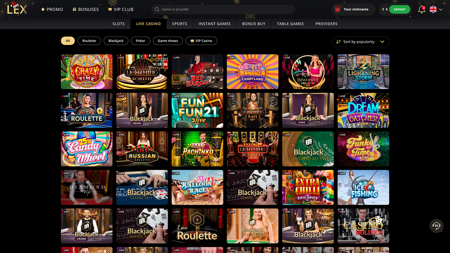 Lex Casino Desktop Live Dealer