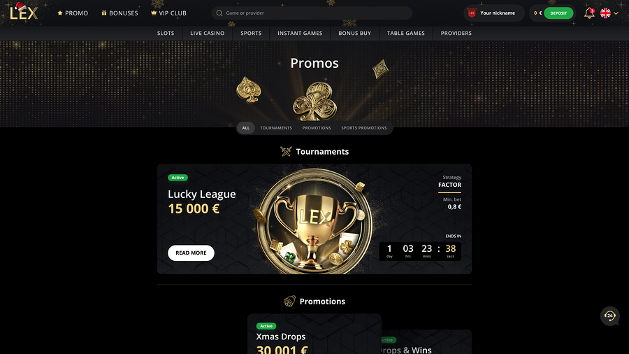 Lex Casino Desktop Promotions