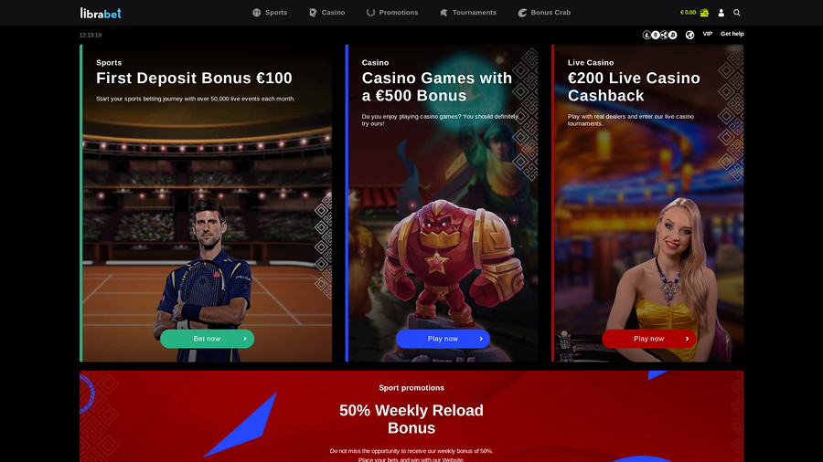 Librabet Casino Desktop Homepage