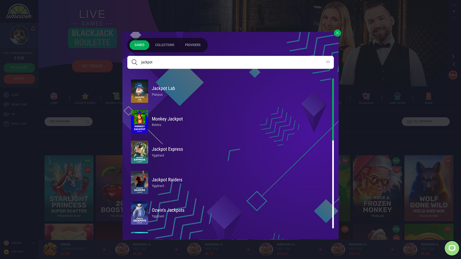 Limewin Casino Desktop Jackpot