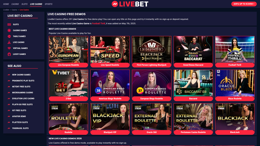 Livebet Casino Desktop Live Dealer