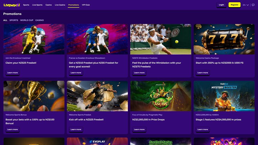 LiveWinz Casino Desktop Promotions