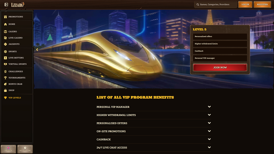 Lizaro Casino VIP Program