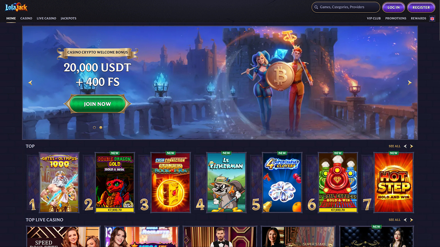 LolaJack Casino Homepage