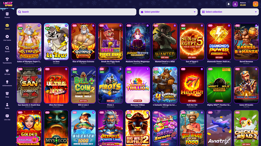 Lolly Spins Casino Desktop Games