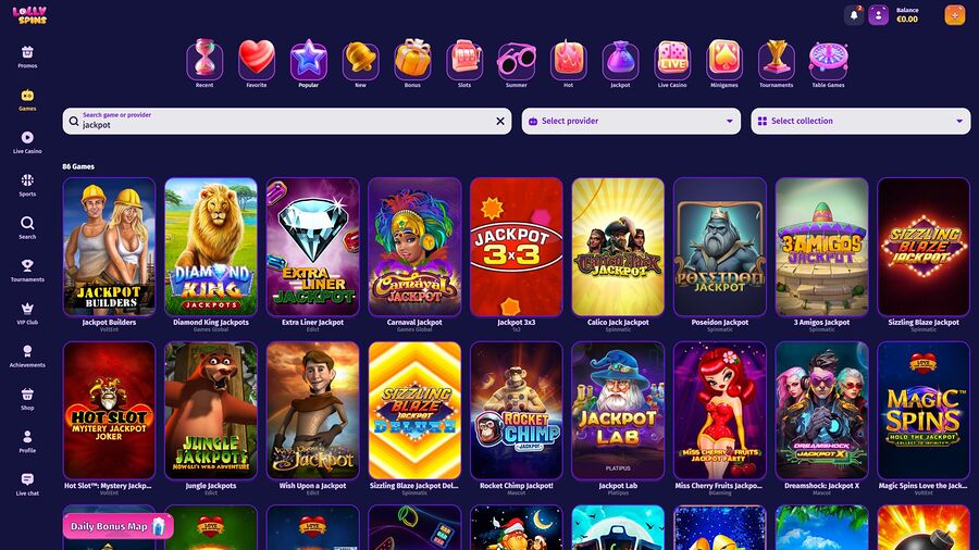 Jackpot de escritorio del casino Lolly Spins