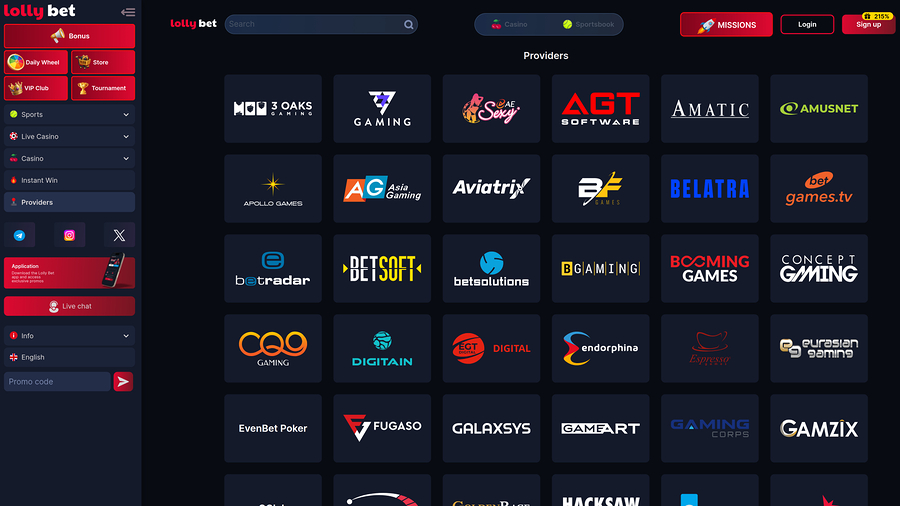 Desarrolladores de juegos de escritorio de Lollybet Casino