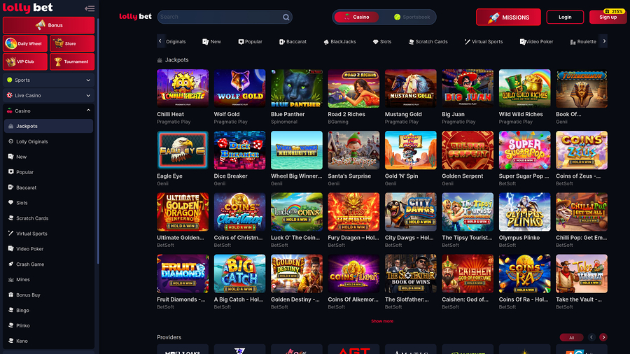 Jackpot de escritorio del casino Lollybet