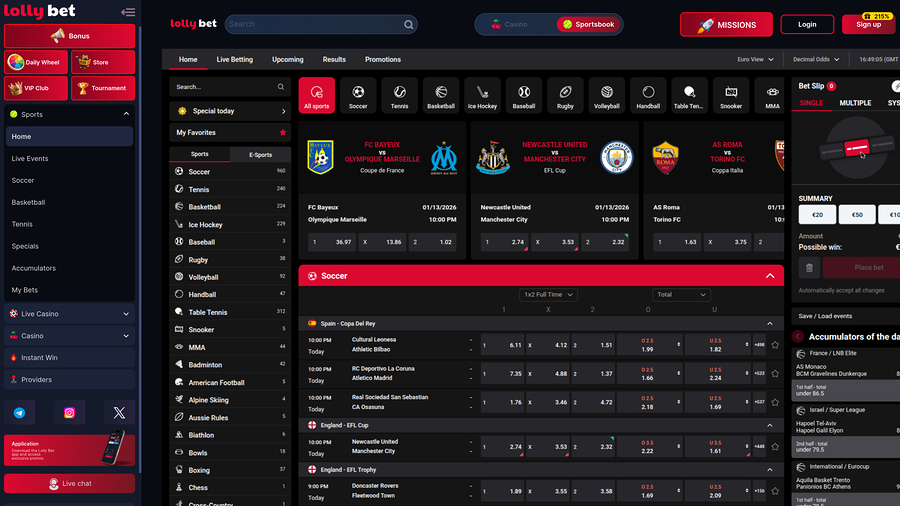 Lollybet Casino Deportes de escritorio