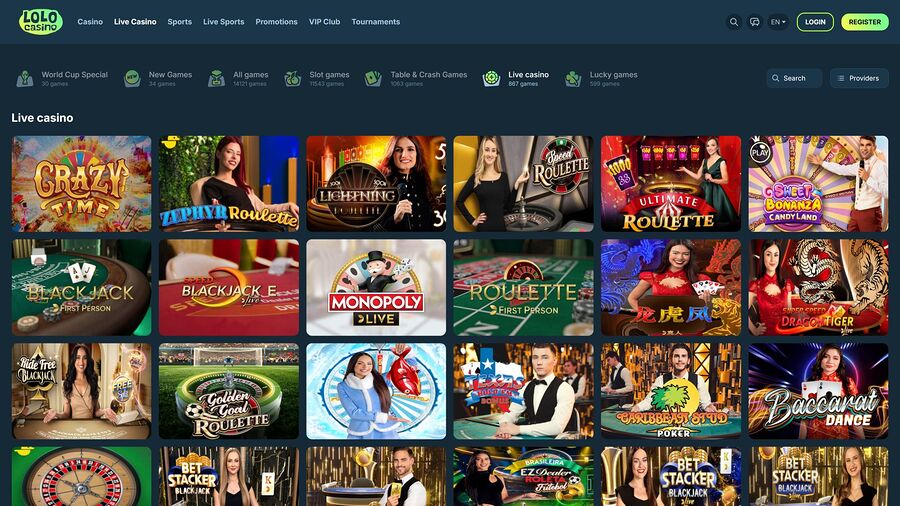 Casino Lolo con crupier en vivo para escritorio