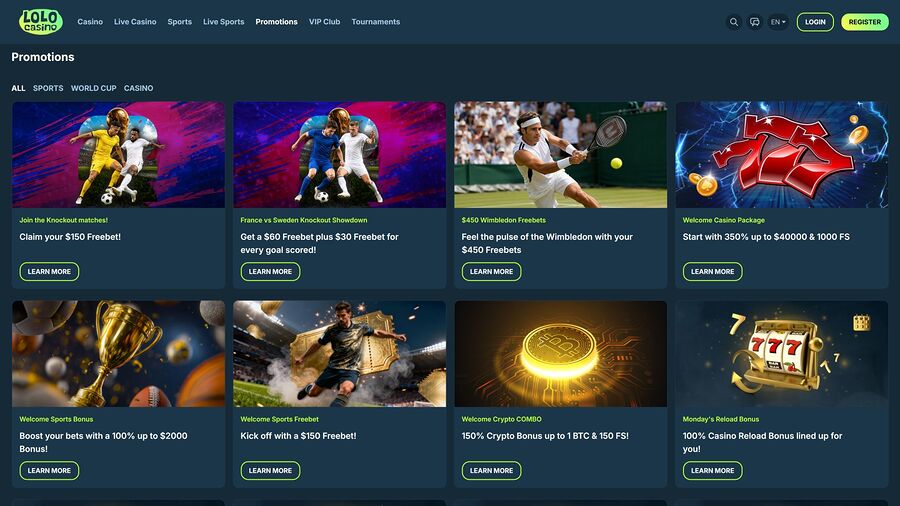 Promociones de escritorio de Lolo Casino