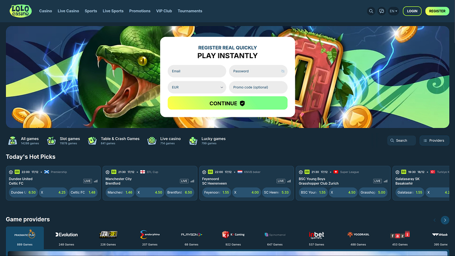 Lolo Casino Homepage