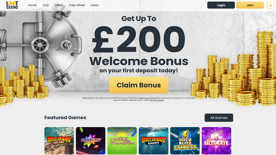 Loot Casino Desktop Homepage