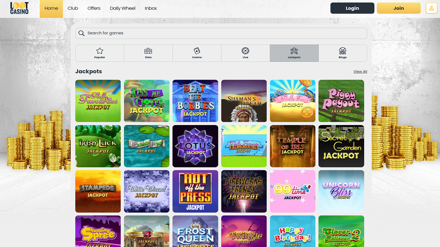 Loot Casino Desktop Jackpot