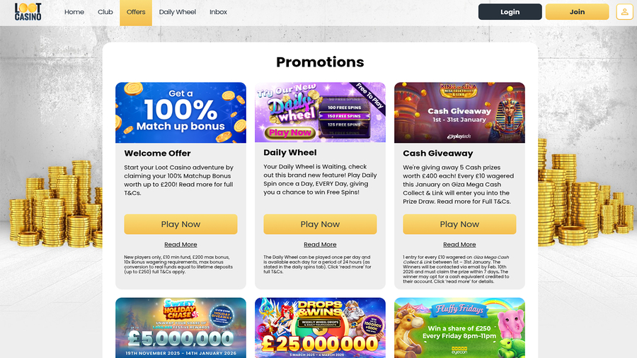 Loot Casino Desktop Promotions