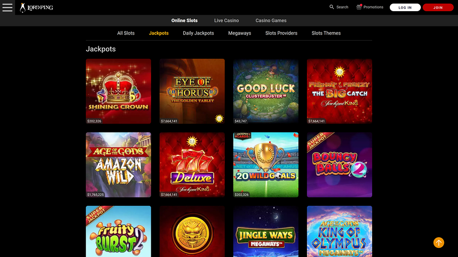 Lord Ping Casino-jackpott på datorn