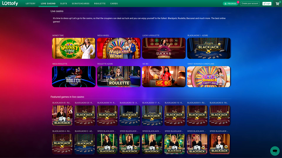 Lottofy Casino Desktop Live Dealer