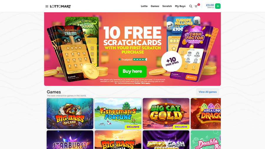 Lottomart Casino Desktop Homepage