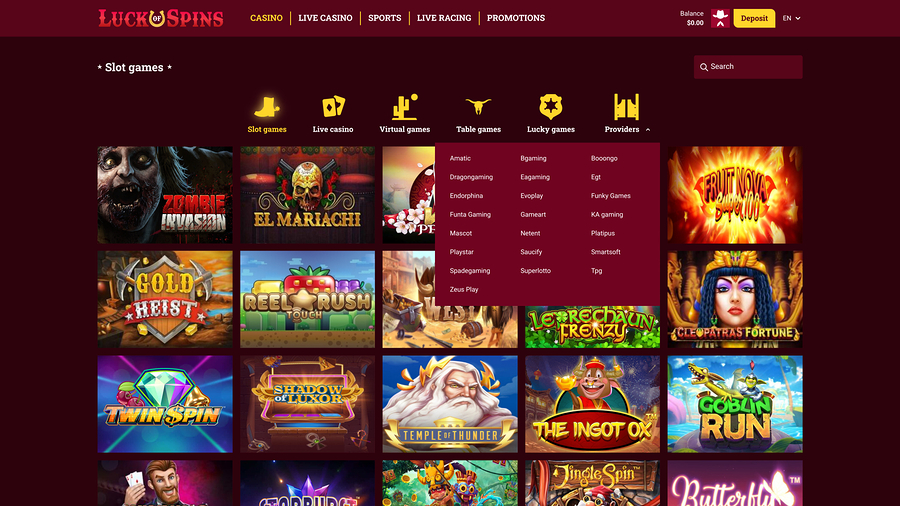 Luck Of Spins Casino Desktop Game Developers