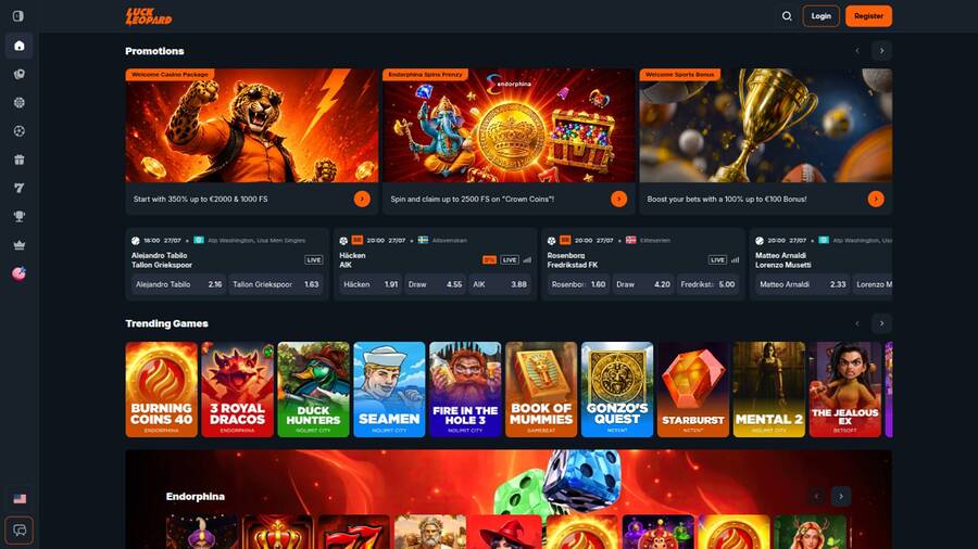 Homepage screenshot of Luck Leopard Casino