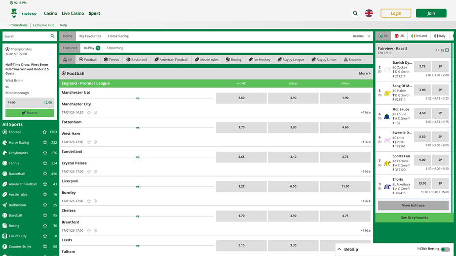 Luckster Casino Desktop Sports