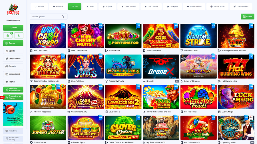 Lucky Bird Casino Desktop Games