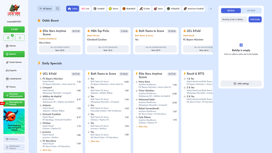 Lucky Bird Casino Desktop Sports