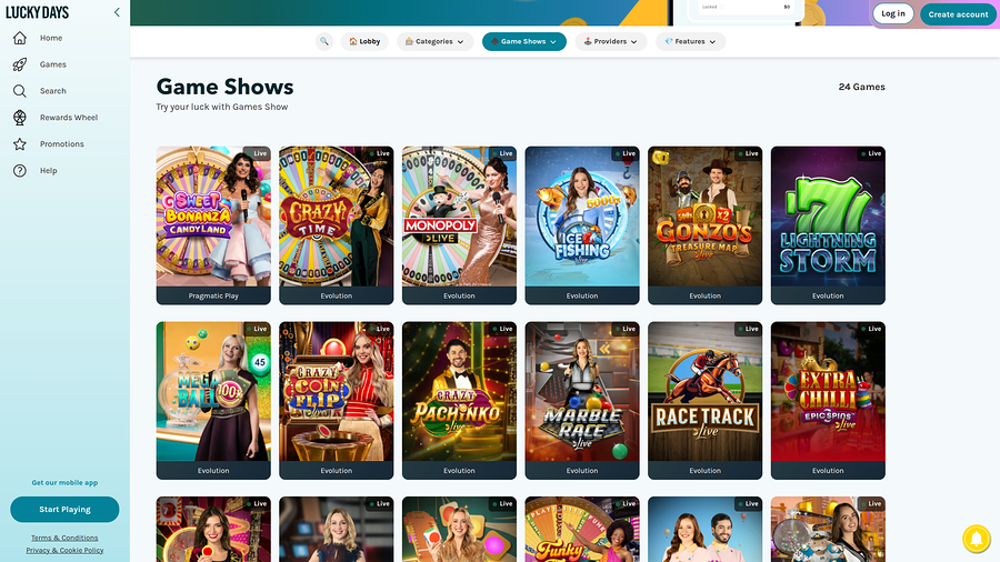 Lucky Days Casino Desktop Live Dealer