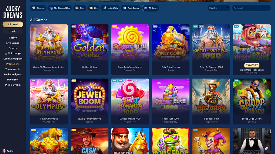 Lucky Dreams Casino Desktop Games