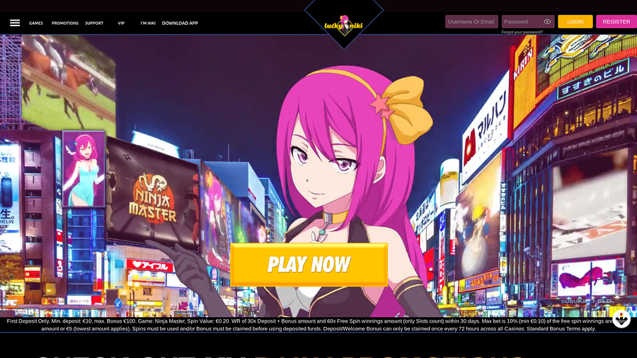 Lucky Niki Casino Desktop Homepage