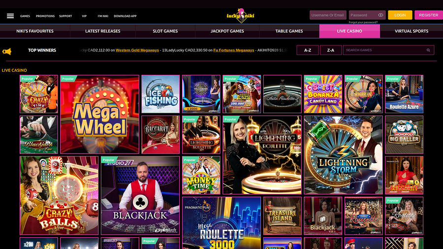 Lucky Niki Casino Desktop Live Dealer