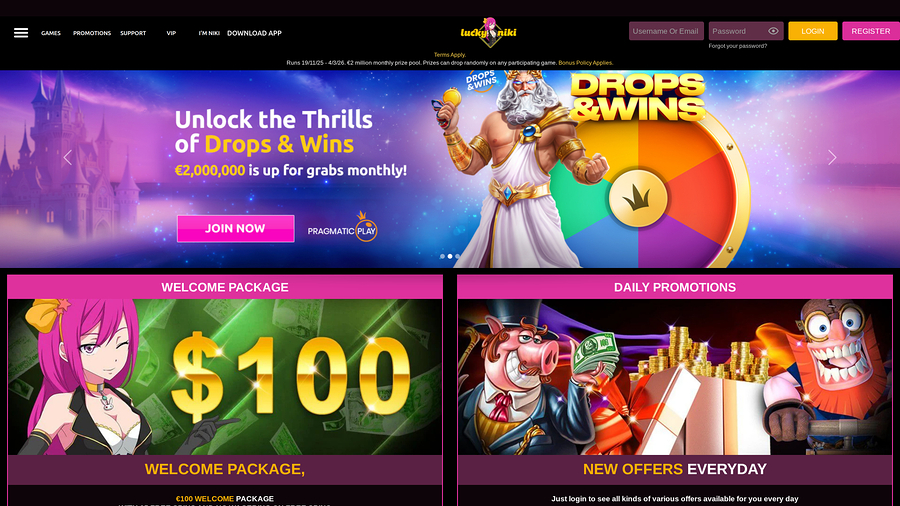 Lucky Niki Casino Desktop Promotions