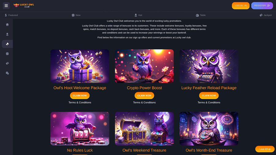 Lucky Owl Club Desktop Promotions