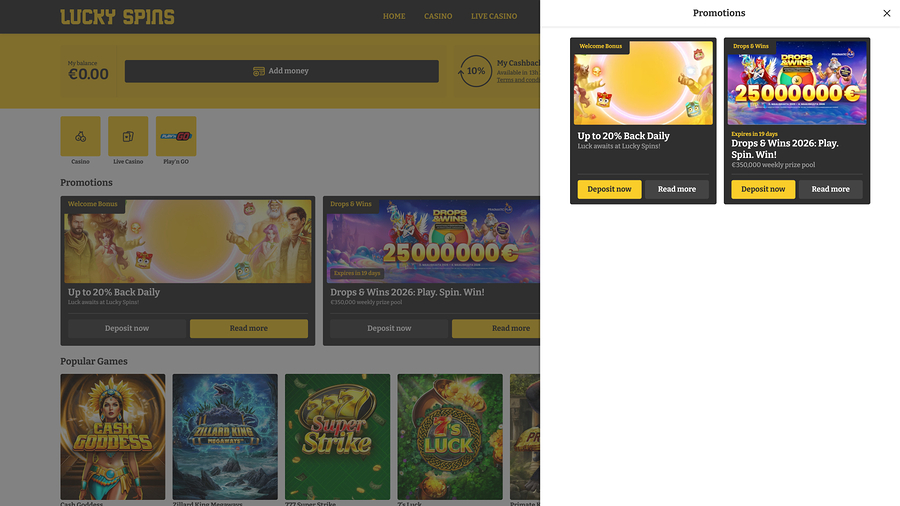 Lucky Spins Desktop Promotions