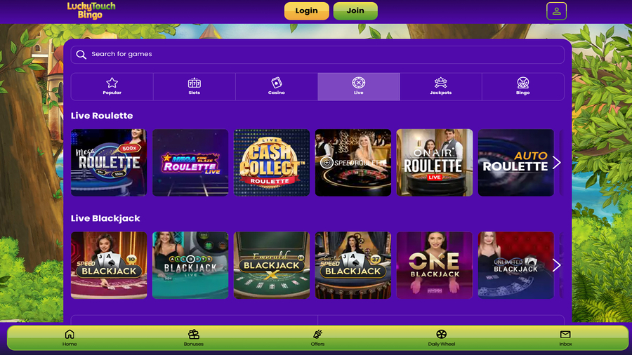 Lucky Touch Bingo Desktop Live Dealer