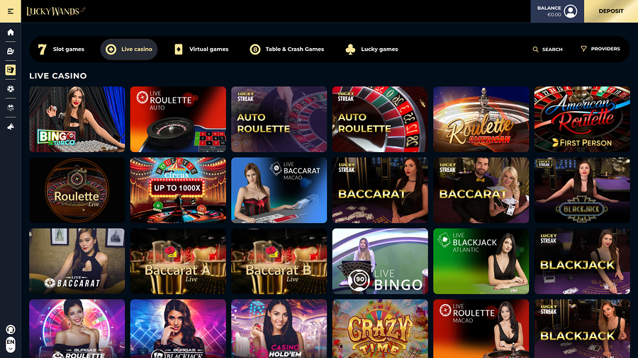 Lucky Wands Casino Desktop Live Dealer